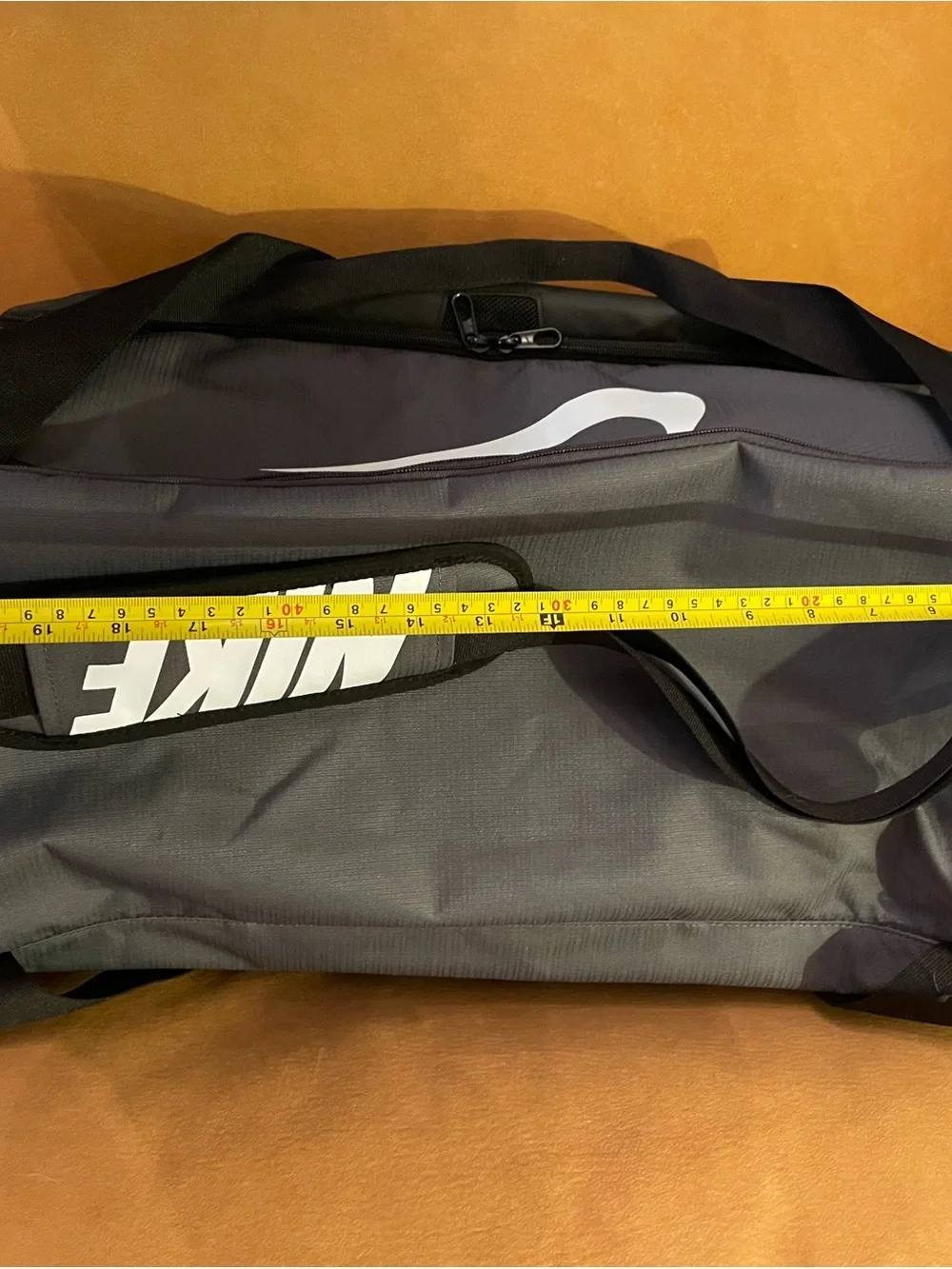Nike Gray Duffel Bag with White Swoosh and Black Accents(NWOT)